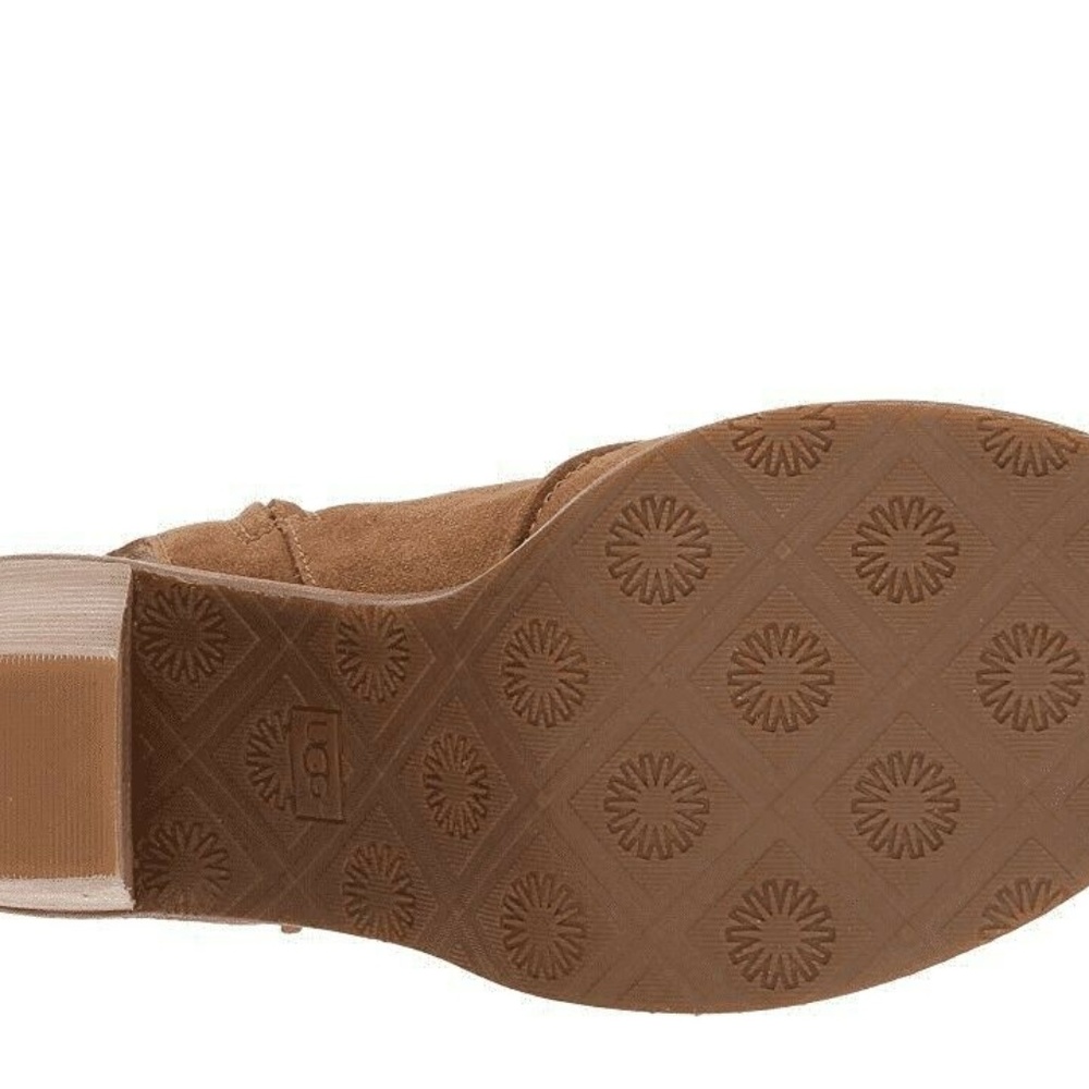 Ugg Chestnut Suede VALENCIA Heel Bootie Ankle Peep - Picture 6 of 6